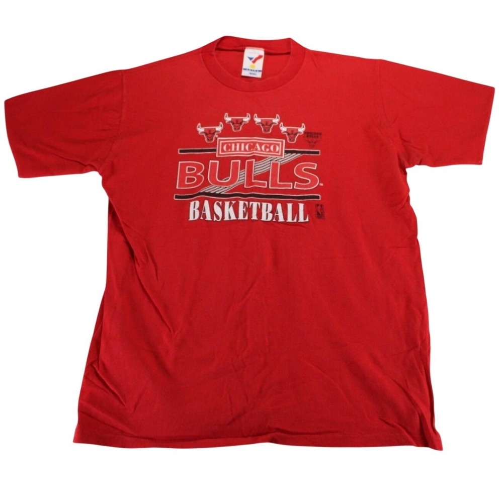Vintage Chicago Bulls Basketball TShirt Red Youth Large Artex Sportswear NBA USA
